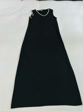Emanuel Ungaro Black Maxi Dress with Cream Trim